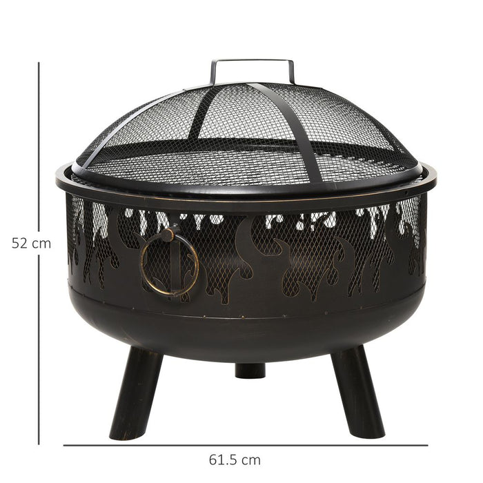 2-in-1 Fire Pit with BBQ Grill & Spark Screen - Outdoor Steel Cooker for Safety & Quality