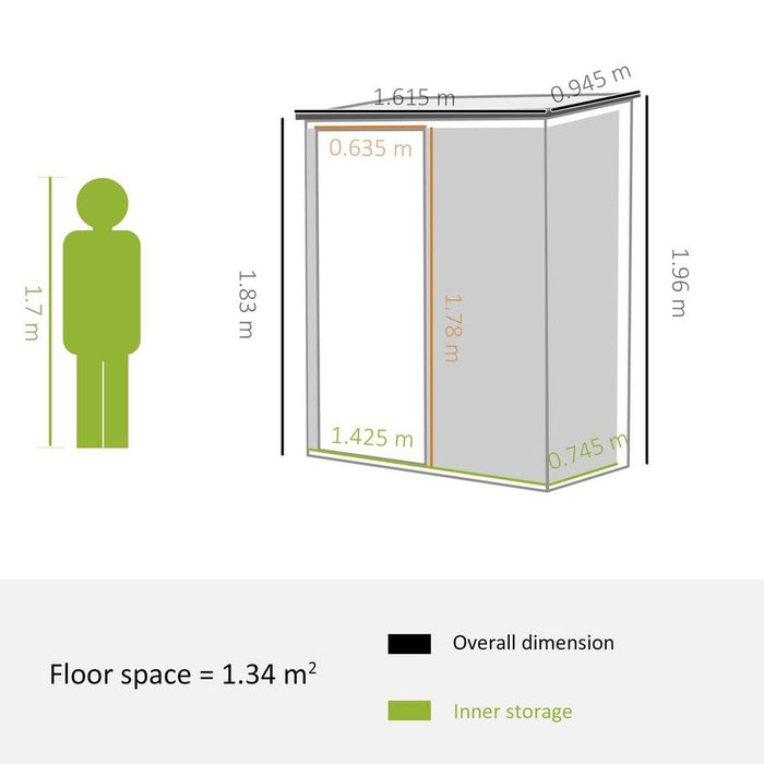 Spacious Steel Garden Shed | Lockable Door | Water-Resistant | Sloped Roof | 196H x 161.5W x 94.5Dcm