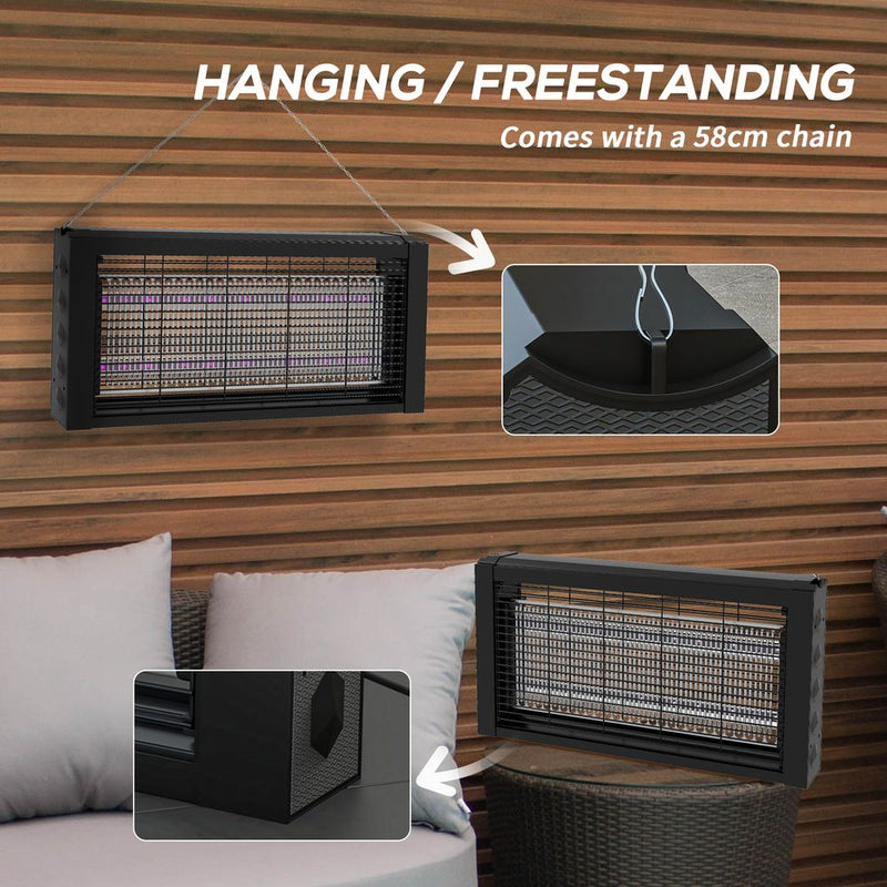 HOMCOM Fly Killer, Infrared Light, Hanging/Freestanding, Black