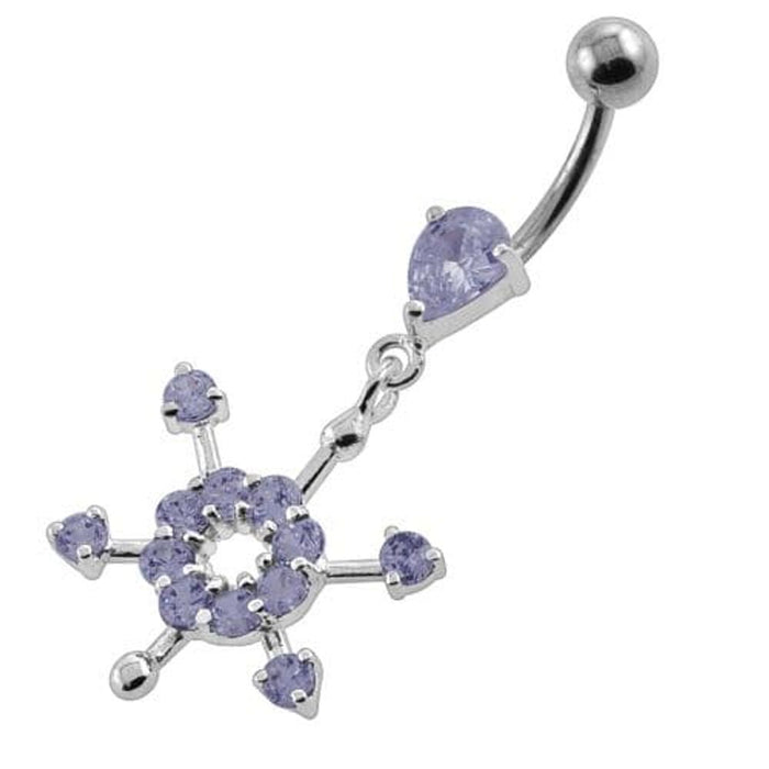 Fancy Flower Dangling Navel Belly Button Piercing