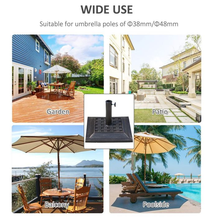 44cm Square Garden Parasol Stand - Bronze Resin: Sturdy, Weather-Proof, Easy Assembly - Perfect for Any Outdoor Space