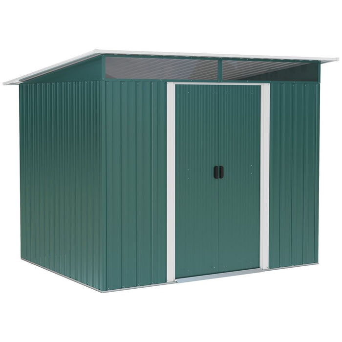 Outsunny Metal Garden Shed - Spacious & Protective Storage - 260x194x200cm Green