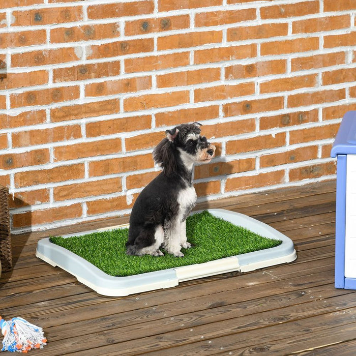 PawHut Dog Toilet - Indoor w/ Artificial Grass, Grid Panel, Tray - 63x48.5cm