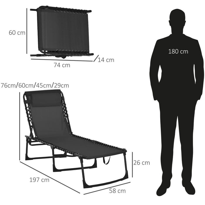 Ultimate Outdoor Relaxation: Reclining Sun Lounger Bed, Foldable & Portable - Premium Quality Furniture