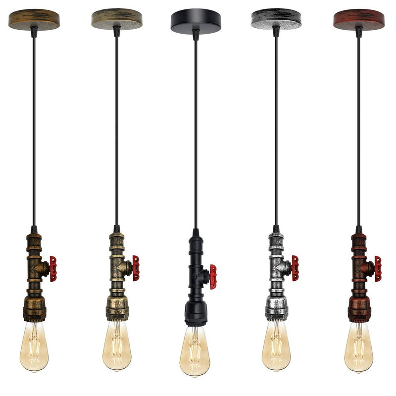Vintage industrial metal pendant pipe light E27 fitting 95cm adjustable cable