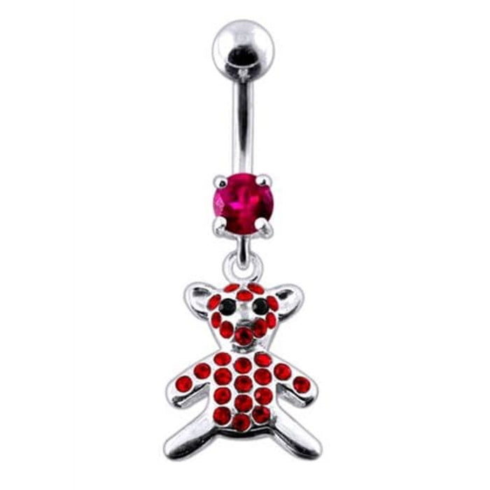 Fancy Jeweled Teddy Bear Dangling Belly Ring