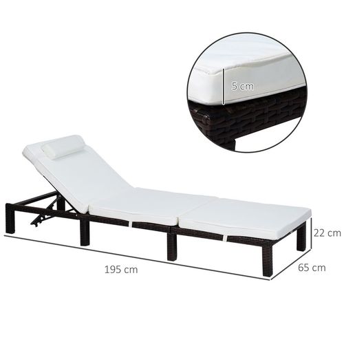 Rattan Sun Lounger Bed-Brown