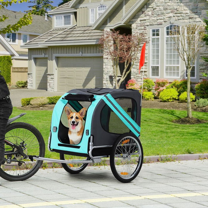 Premium Pet Bike Trailer for Dogs & Cats - Water Resistant, Hitch Coupler, Green