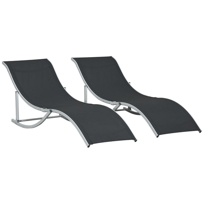 Outsunny Set of 2 Zero Gravity Lounge Chair Recliners Sun Lounger Black