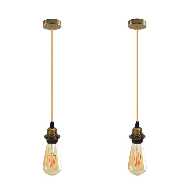2 Pack Vintage Industrial Pendant Light,lampshade E27 UK Holder Fitting  Set