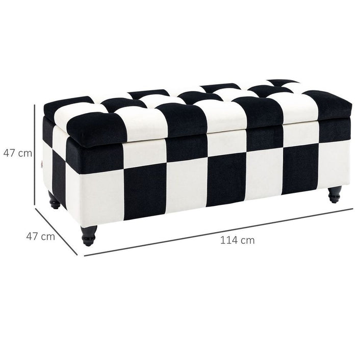 Premium 114cm Velvet Storage Ottoman: Button-tufted Footstool Box, Spacious and Stylish