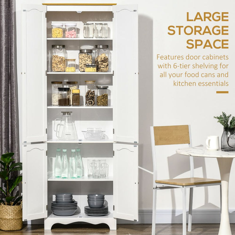 HOMCOM Freestanding 4-Door Kitchen Cupboard, Storage Cabinet Organizer with 4 Shelves,White