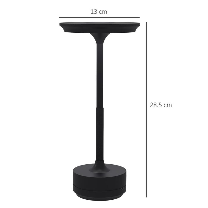 Sleek and Portable HOMCOM LED Table Lamp - Battery Operated - Black