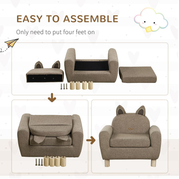 Premium Quality Kids Mini Sofa - Brown Armchair for Bedroom or Playroom - Ages 3-5 - 45kg Max Load