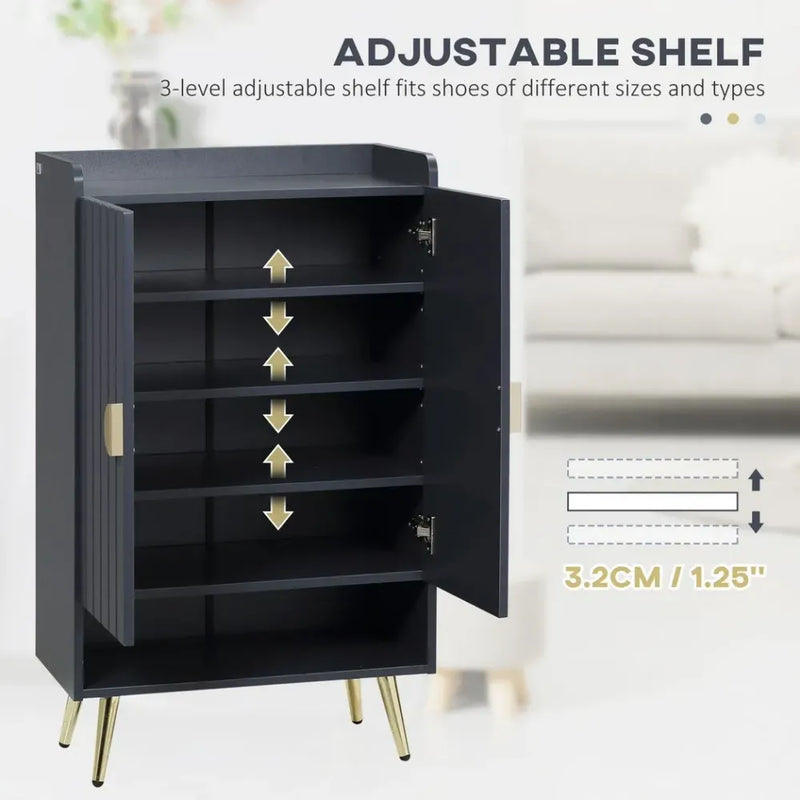 Modern Hallway Shoe Cupboard w/ Open Compartment Adjustable Shelf for Entryway