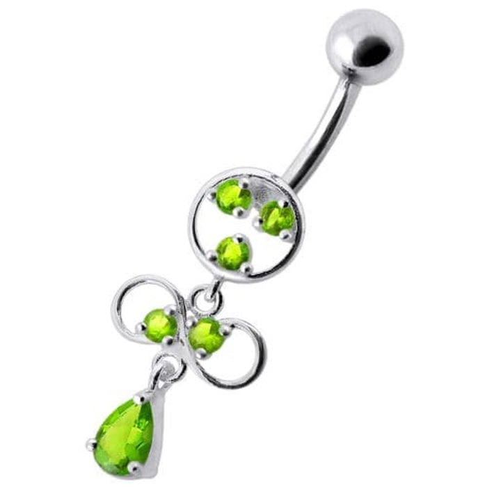 Fancy CZ Jeweled infinity logo Dangling Belly Navel Ring