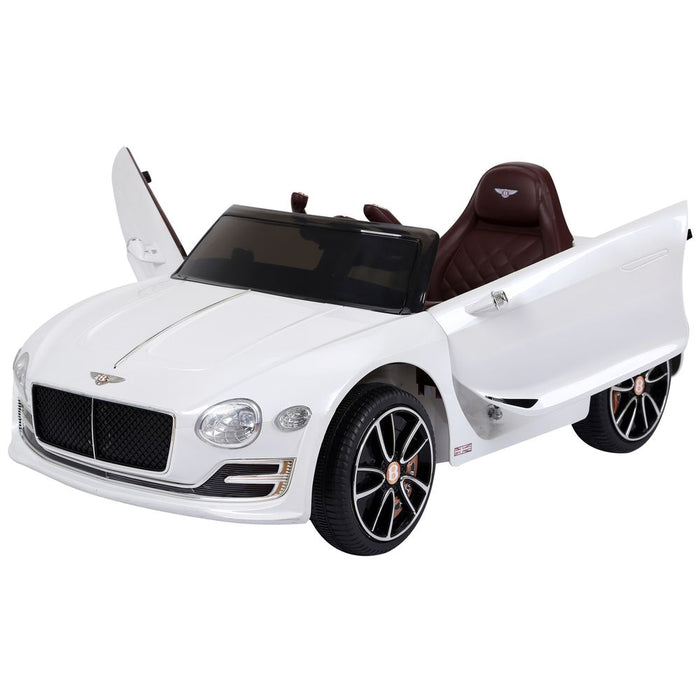 HOMCOM Compatible Electric Kids Ride On Car Bentley GT 12V Battery Powered Toy Two Motors with LED Light Music Parental Remote Control for 3-5 Years White Bentley