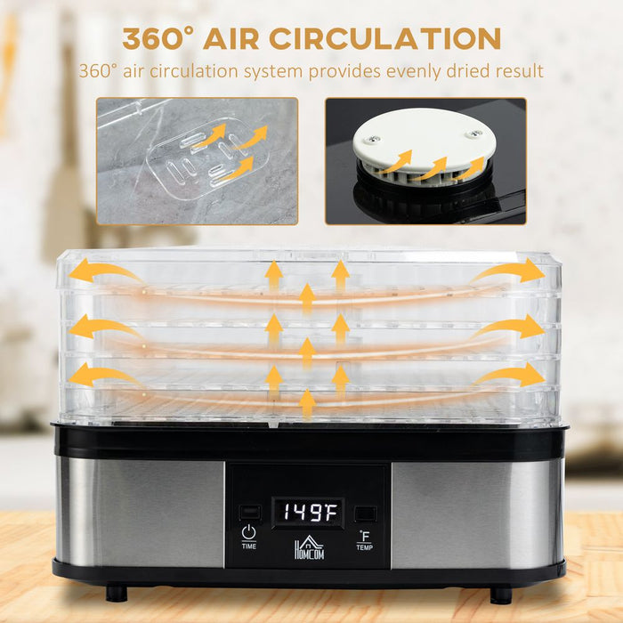 Premium Stainless Steel Food Dehydrator | 5-Tier | Timer | LCD Display | Efficient & Durable