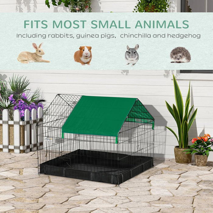 PawHut Rabbit Cage Guinea Pig Playpen Small Animal House for Kitties Puppies, w/Water Proof Oxford Roof Floor 90 x 75 x 75 cm