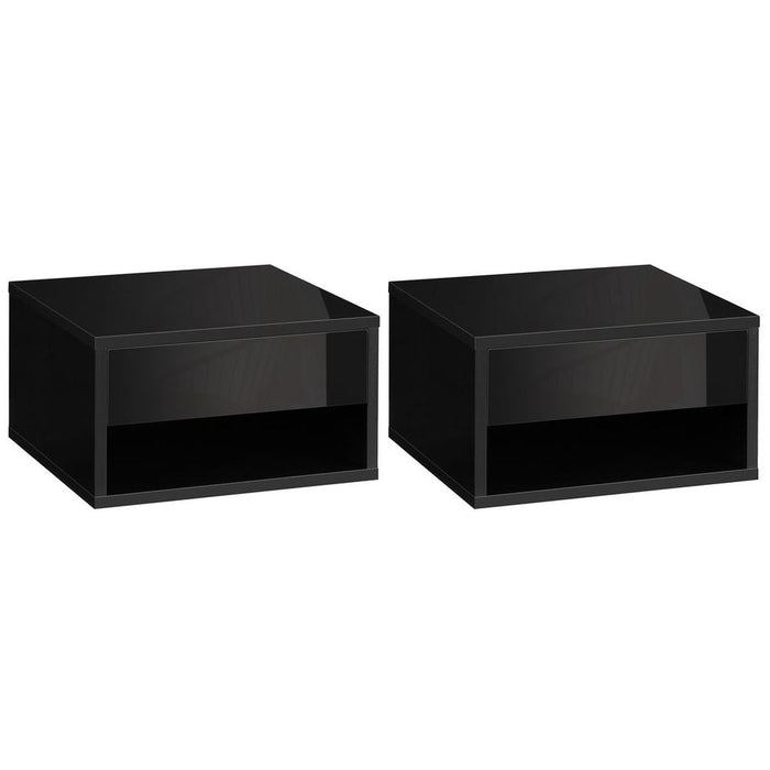 Premium Wall-Mounted Nightstand Set - 2x Drawer, Black - Reliable HOMCOM Quality