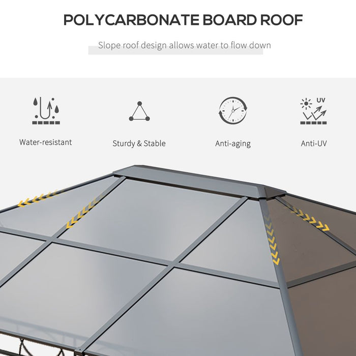 Outsunny 3 x 4m Hardtop Gazebo for Garden Party with Polycarbonate Curtains