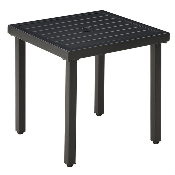 Outsunny Garden Side Table Coffee Table with Umbrella Hole for Patio Balcony