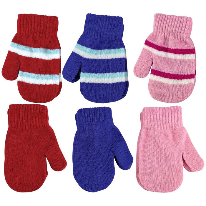 Cozy Baby Mittens - Unisex, 12-24 Months, 2 Pack, Soft & Warm, Blue, Pink, Red, Machine Washable