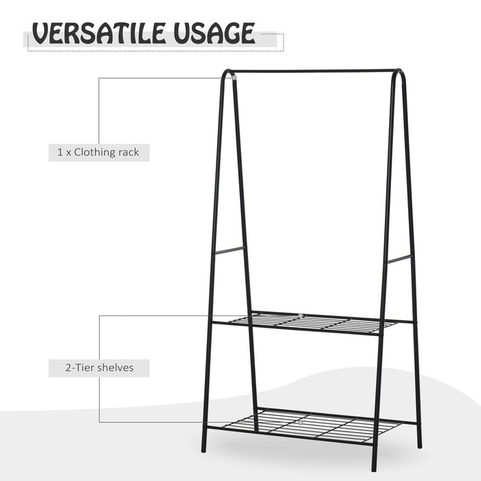 Clothes Rack, 2-Tier, A Shaped, Steel-Black