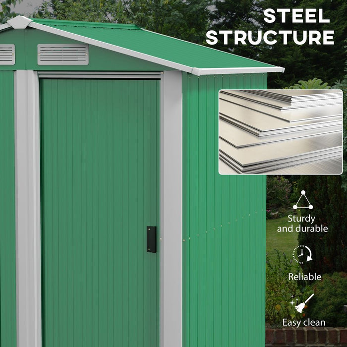 Outsunny 5ft x 4.3ft Outdoor Metal Storage Shed - Sliding Door, Sloped Roof