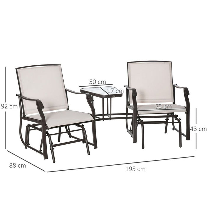 Outsunny Double Glider Loveseat & Table - Relaxation in Beige