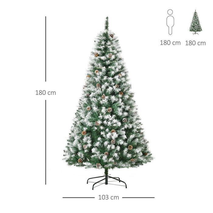 6FT Artificial Christmas Tree Pine Cones Xmas Home Deco Automatic Open Green