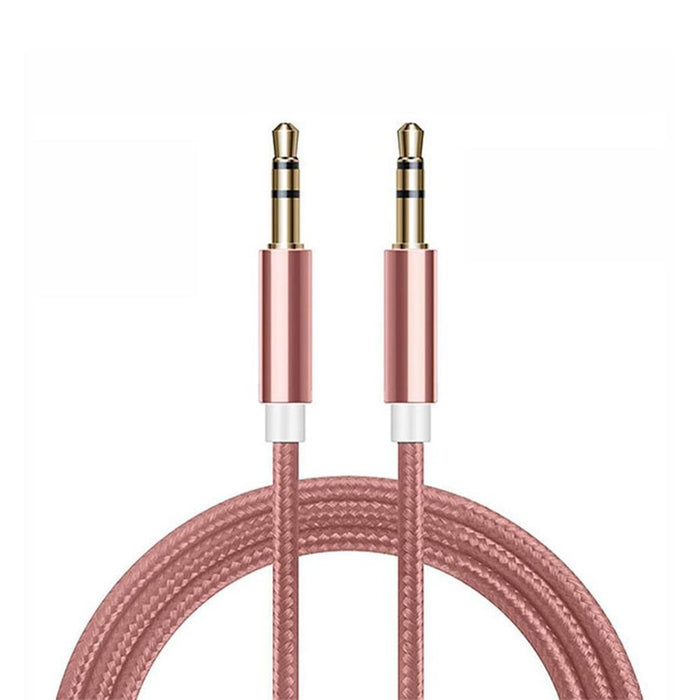 FX Powabud Aux-In-Cable 3.5mm Braided, Rose Gold - High-Quality Audio for Mobile Devices