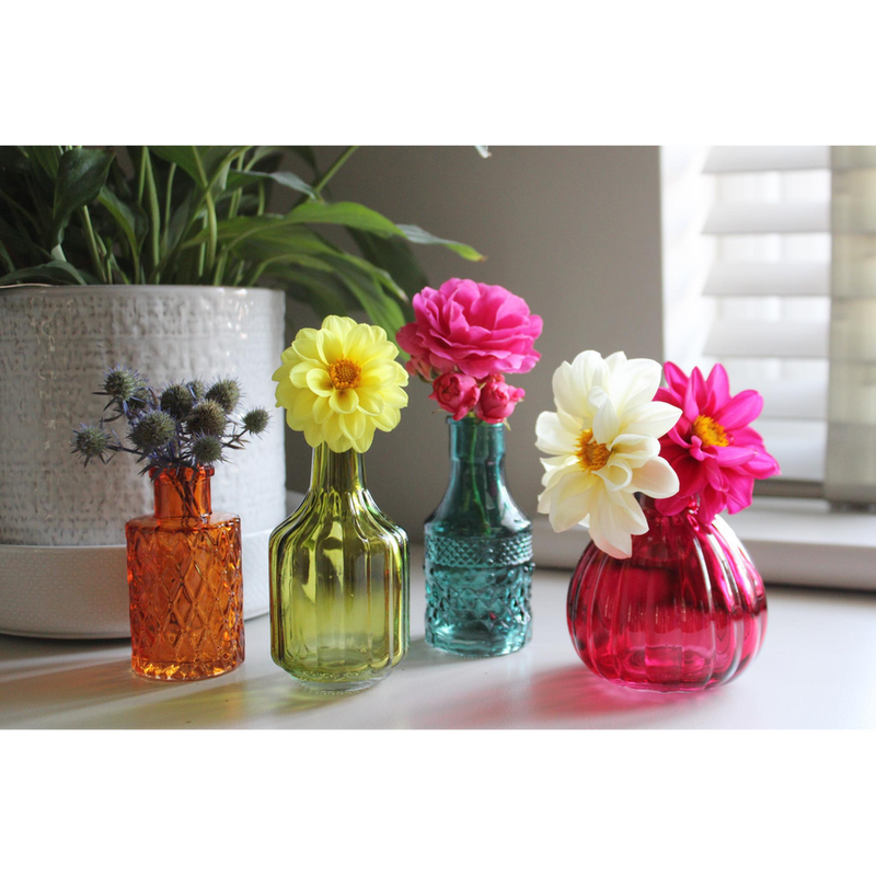Premium Boho Posy Vase Bottles - Set of 4 | High-quality Glass | Stunning Décor