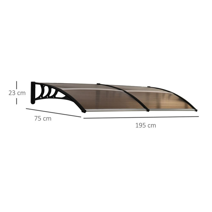 Outsunny Clear Polycarbonate Curved Awning - 80x195x23cm - Black