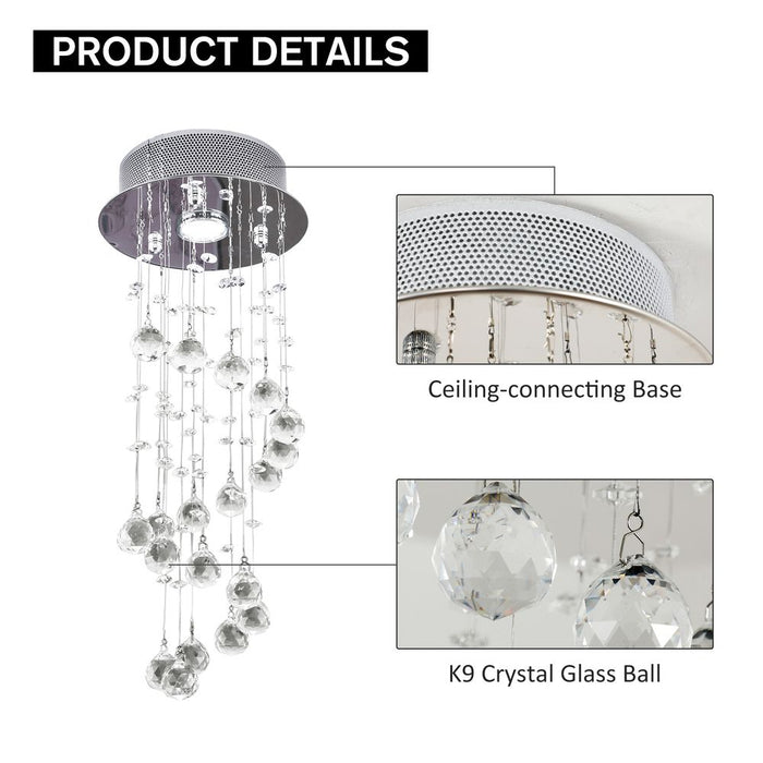 Deluxe Crystal Chandelier | Spiral Rain Drop | Silver/Crystal | Enhance any Décor | Ideal for Any Room