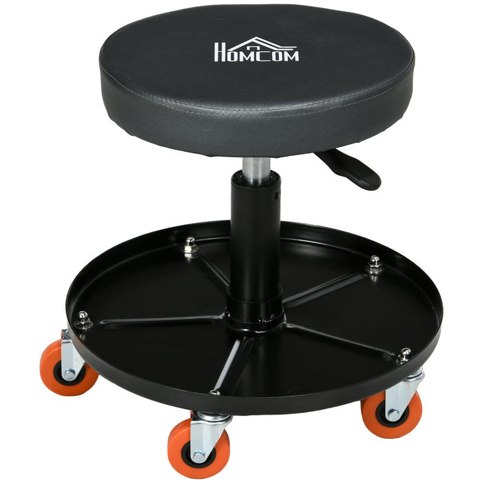 HOMCOM Adjustable Mechanic Stool with Tool Tray & Wheels: The Ultimate Workshop Companion!