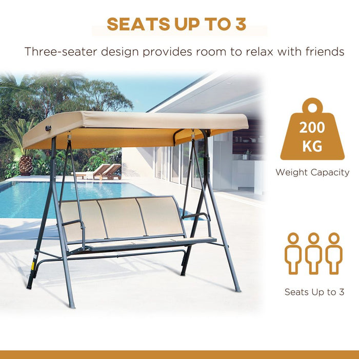 3 Seater Swing Chair Canopy Replacement Steel Frame - Beige