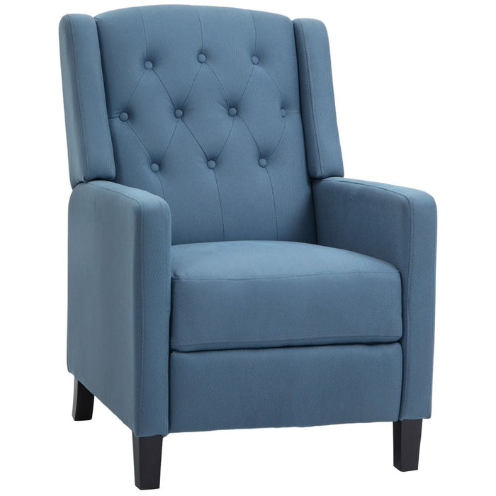 HOMCOM Button Tufted Microfibre Cloth Recliner Armchair for Living Room, Blue