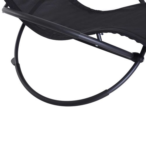Orbital Sun Lounger Rocking Chair Outdoor Zero Gravity Folding w/ Pillow Black