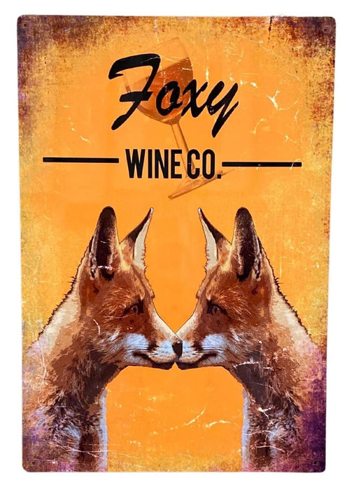 Foxy Wine Co Brewery Metal Wall Sign - Vintage Advertising for Bar, Pub, or Home Decor