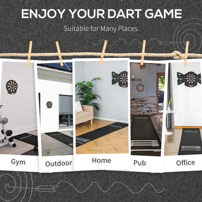 Professional Rubber Darts Mat | 4 Throwing Distances | Home Pub Club | Easy Clean