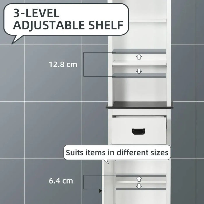 Premium Quality Freestanding Tall Bathroom Cabinet: Drawer, Adjustable Shelf, White