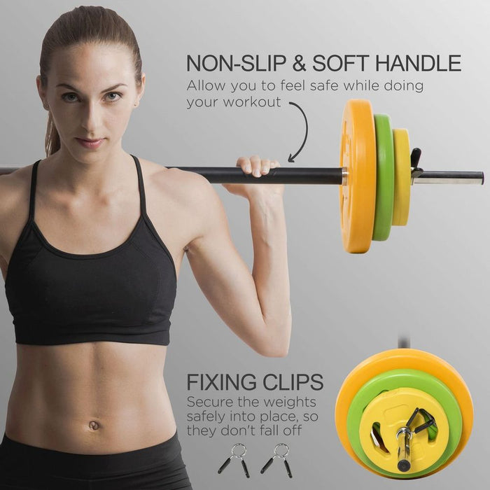 Premium HOMCOM 20kg Barbell Set: Non-slip Handle, Quality Weights | Strength Training