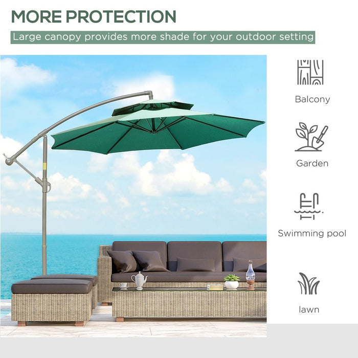 Stylish 2.7m Banana Parasol Cantilever Umbrella - Green