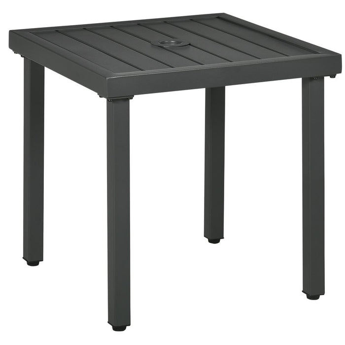 Premium Outsunny Garden Side Table - Durable Steel Frame, Umbrella Hole - Perfect for Patio, Balcony