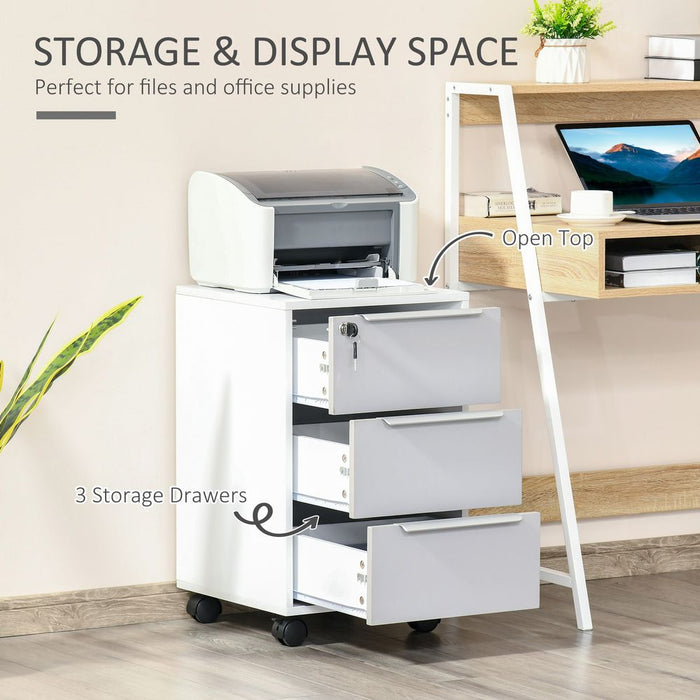 Premium 3-Drawer Locking File Cabinet | Mobile Chest | Side Table - High Quality & Easy to Move