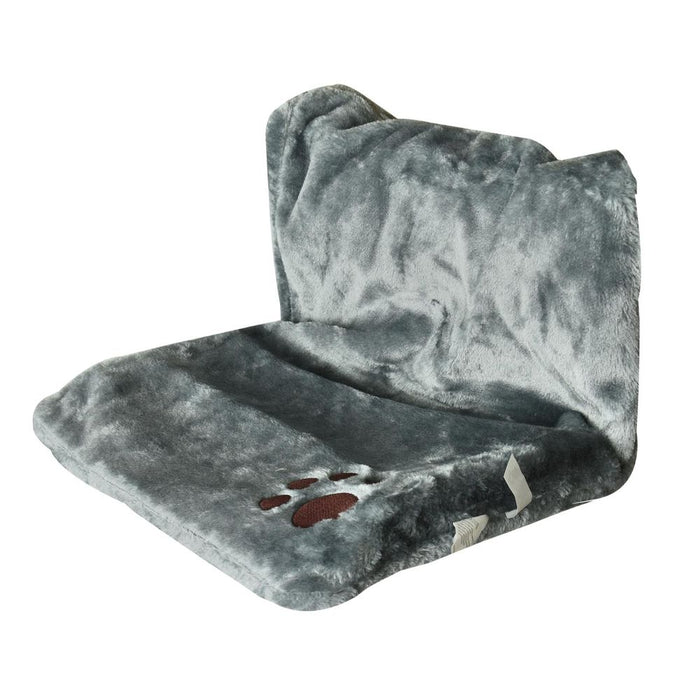 Cozy Cat Radiator Bed - Super Soft Fur, Strong Durable Frame, Grey w/ Paw Print - Perfect for All Cats & Kittens