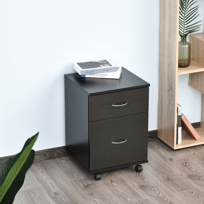 HOMCOM 2 Drawer Filing Cabinet with wheels, Mobile File Cabinet for Home Office, Small Printer Stand, Black