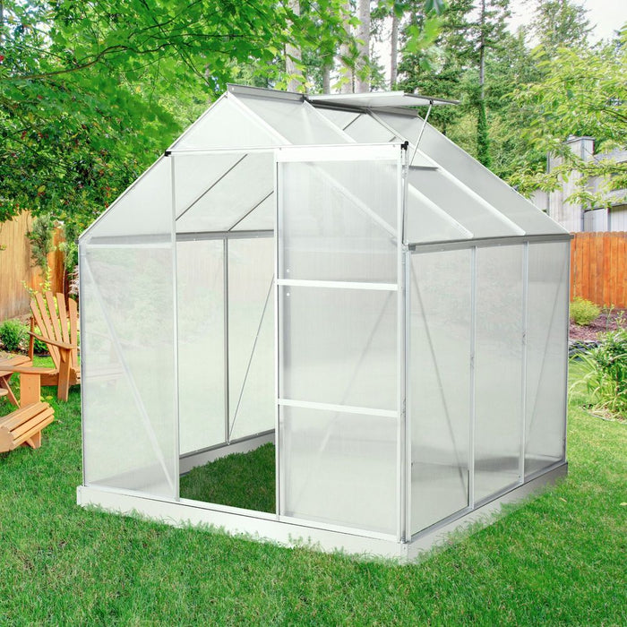 Walk-In Greenhouse | 4x6FT | Polycarbonate Panels | Aluminium Frame | Sliding Door