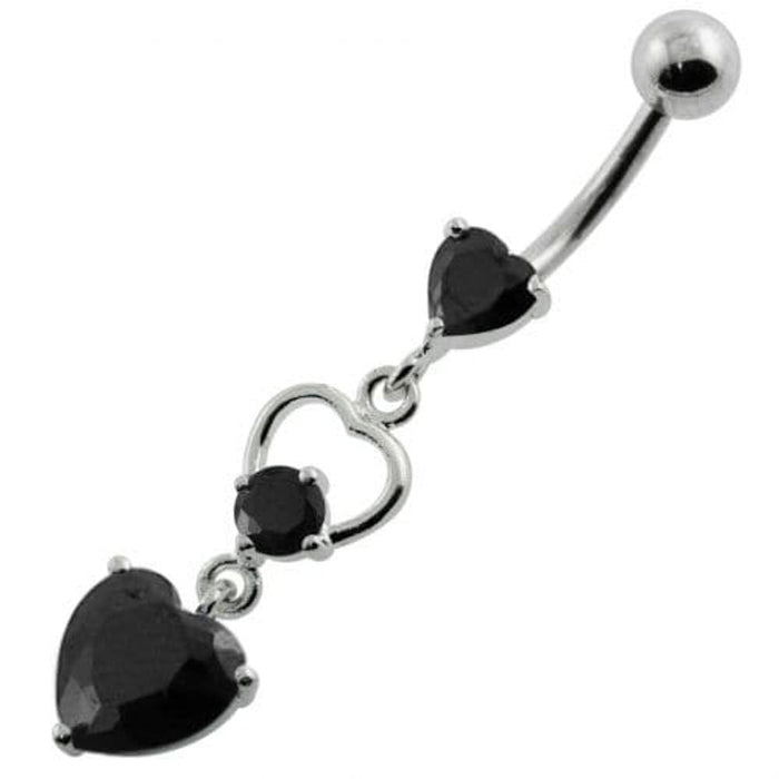 Jeweled Heart Cutout Navel Belly Piercing